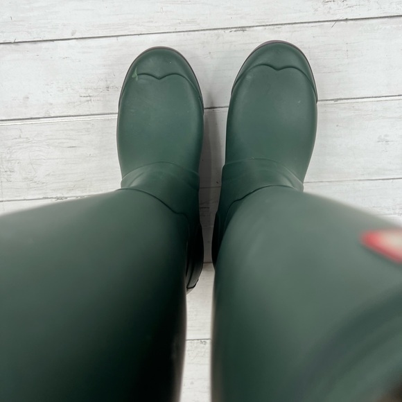 Hunter Original Tall Green Matte Rain Boots Size 7 Men / 8 Women - Picture 10 of 12